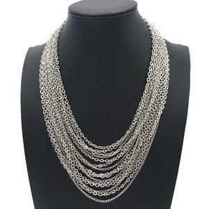Crown Trifari Vintage 15 Multi Strand Silver Tone Necklace